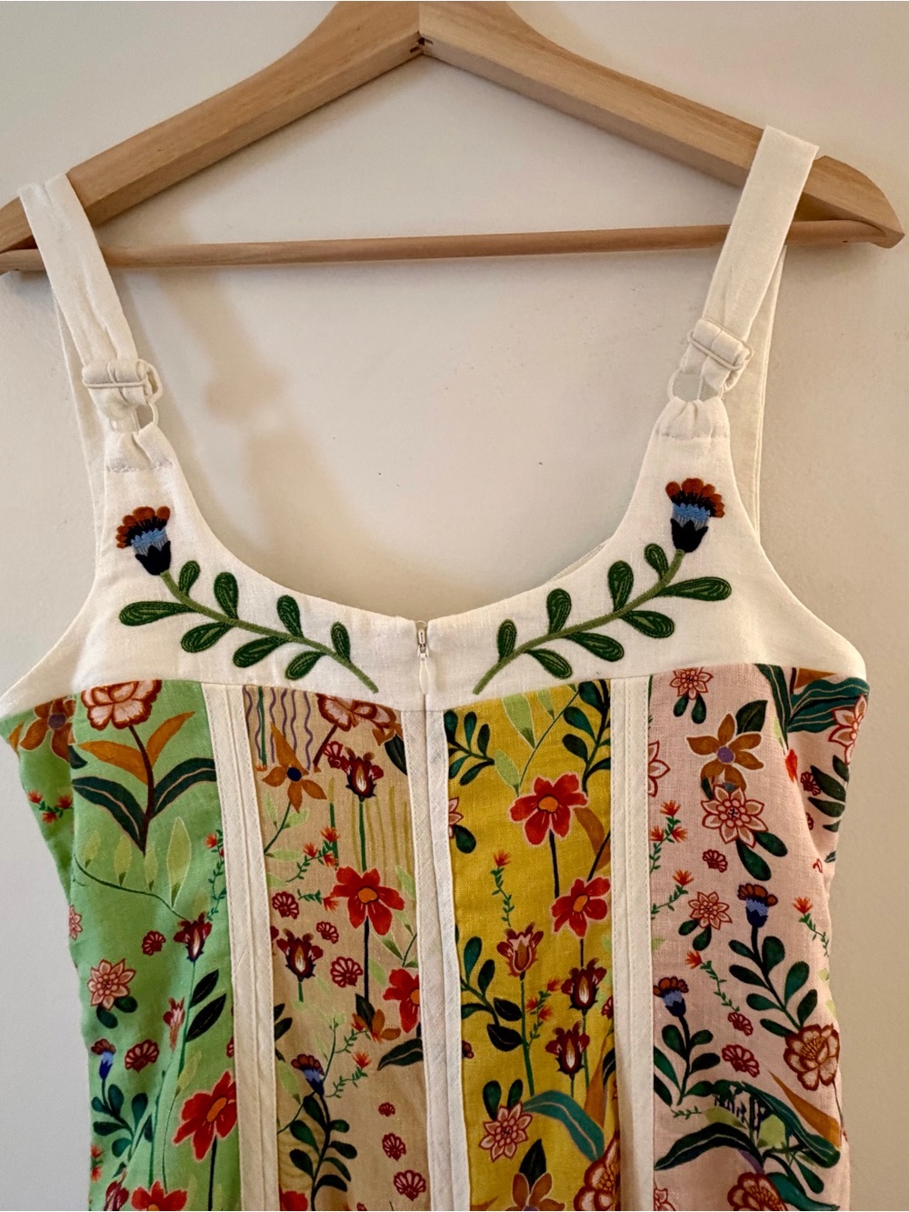 Christian Lacroix Yellow, Cream and Mint Floral Stripe Boho Midi Dress Size 2 - Picture 3 of 7